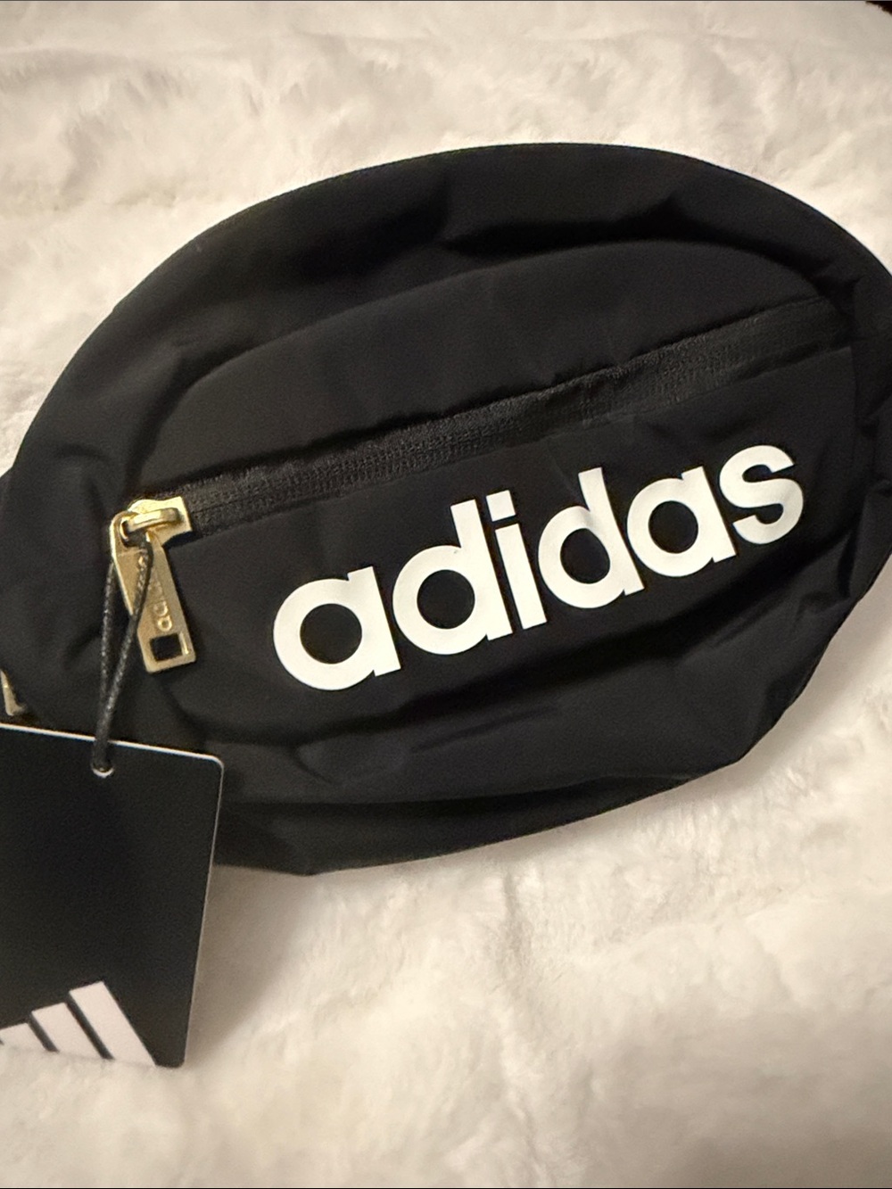 adidas Black Waist Pouch with White Logo
